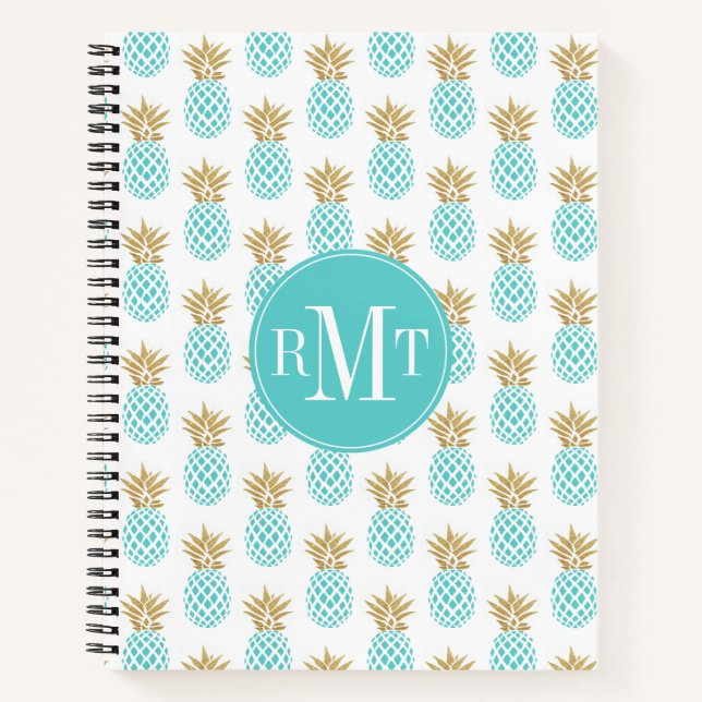 Elegante Imitate goldenes tropisches Ananas-Muster Notizbuch (Vorderseite)