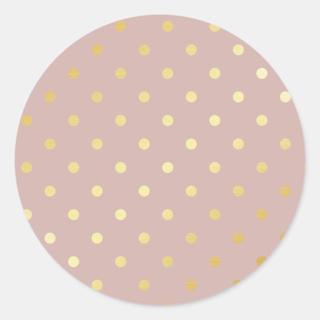 elegante Imitate goldfarbene Polka-Punkte Runder Aufkleber (Vorderseite)