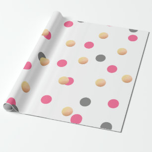 elegante Imitate, goldgraue, rosa Konfetti-Punkte Geschenkpapier