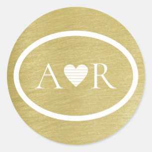 elegante Imitate Goldhochzeit Liebe Monogramm Runder Aufkleber