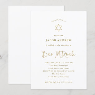 Elegante Imitate Goldkalligraphie   Bar Mitzvah Einladung