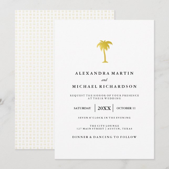 Elegante Imitate Goldmedaille Tree Wedding Einladung (Vorne/Hinten)