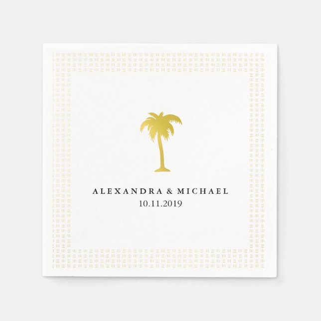 Elegante Imitate Goldmedaille Tree Wedding Serviette (Vorderseite)