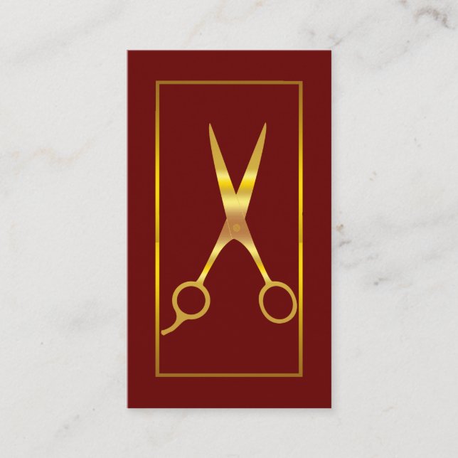 Elegante Imitate Goldschere schicke Friseurstylist Visitenkarte (Vorderseite)