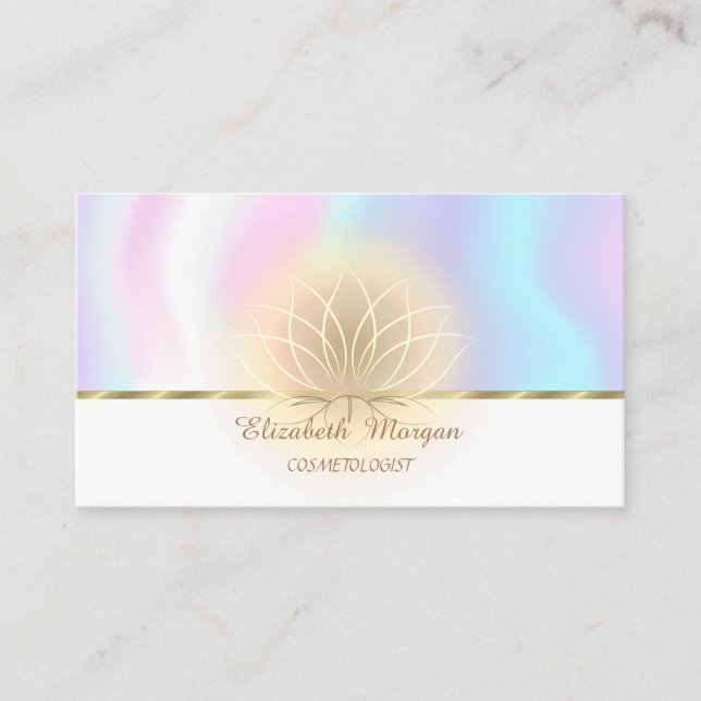 Elegante Imitate GoldStripe, Lotus, Holografisch Visitenkarte (Vorderseite)