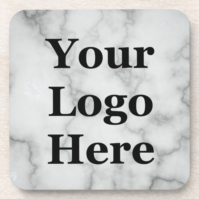 Elegante Imitate Grau Marmor Ihr Logo hier Getränkeuntersetzer (Vorderseite)