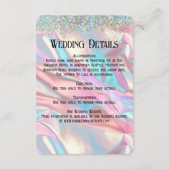 Elegante Imitate Iridescent Foil and Glitzer Begleitkarte (Vorderseite)