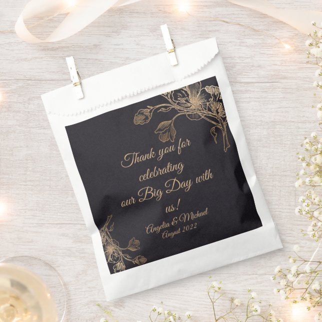 Elegante Imitate Metal Gold Floral Hochzeit Geschenktütchen (Ausgeschnitten)