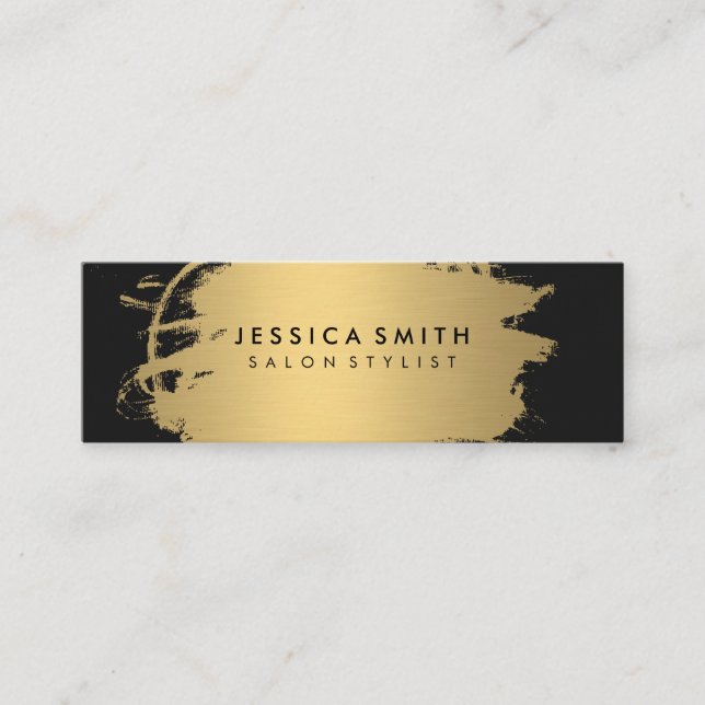 Elegante Imitate Metallic Gold und Black Mini Visitenkarte (Vorderseite)