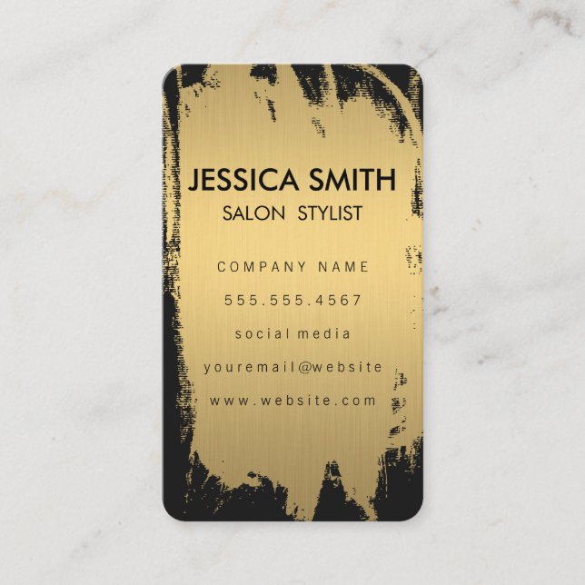 Elegante Imitate Metallic Gold und Black Visitenkarte (Vorderseite)