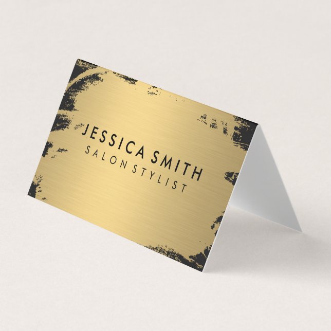 Elegante Imitate Metallic Gold und Black Visitenkarten (Vorderseite)