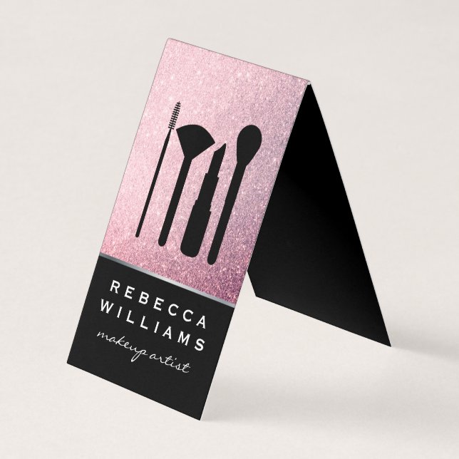 Elegante Imitate Rosa Glitzer Makeup Set Visitenkarten (Vorderseite)