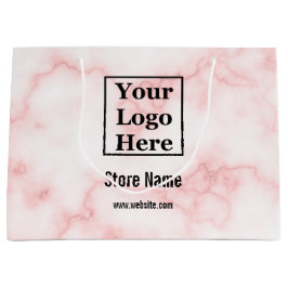 Elegante Imitate Rosa Marmor Ihr Logo hier Große Geschenktüte