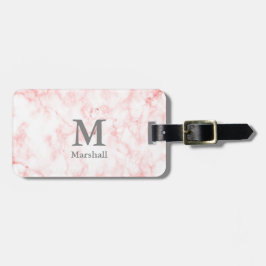 Elegante Imitate Rosa Marmorname und Monogramm Gepäckanhänger