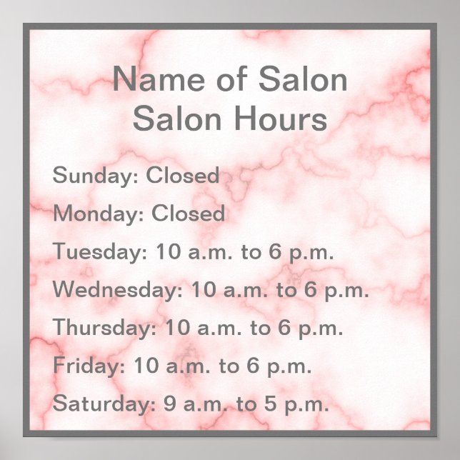 Elegante Imitate Rosa Marmorstunde Poster (Vorne)