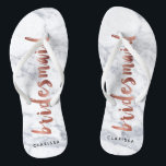 elegante Imitate Rose aus weißem Marmor Brautjacke Flip Flops<br><div class="desc">Moderne und trendige Imitat mit weißem Marmor und Imitaten Rose goldene Braut Design.</div>
