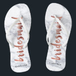 elegante Imitate Rose aus weißem Marmor Brautjacke Flip Flops<br><div class="desc">Moderne und trendige Imitat mit weißem Marmor und Imitaten Rose goldene Braut Design.</div>