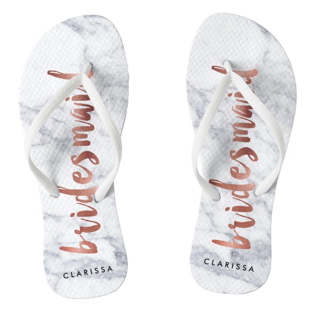 elegante Imitate Rose aus weißem Marmor Brautjacke Flip Flops (Fußbett)