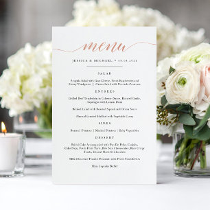 Elegante Imitate Rose Gold Calligraphy Menu Card