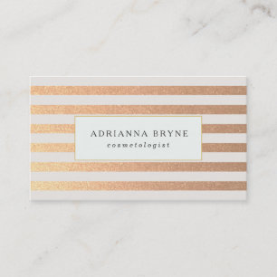 Elegante Imitate Rose Gold gestreifte Muster Salon Visitenkarte
