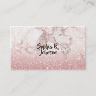 Elegante Imitate Rose Gold Glitzer Weißer Marmor O Visitenkarte