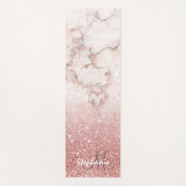 Elegante Imitate Rose Gold Glitzer Weißer Marmor O Yogamatte