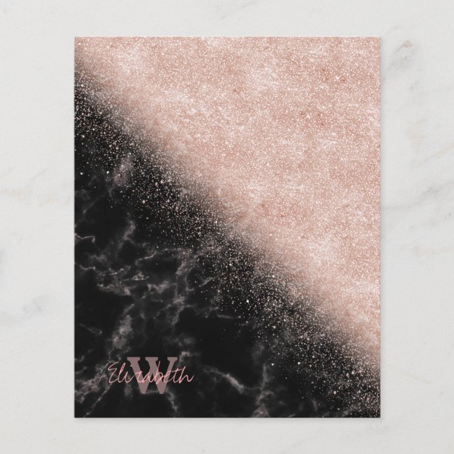 Elegante Imitate Rose Gold Konfetti Schwarz Marmor Flyer (Vorne)