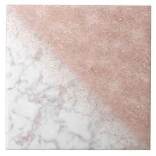 Elegante Imitate Rose Gold Konfetti, weißes Marmo Fliese