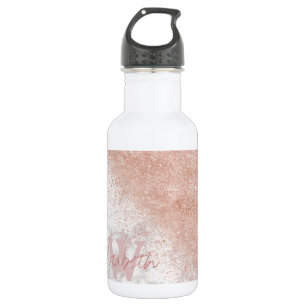 Elegante Imitate Rose Gold Konfetti, weißes Marmo Trinkflasche