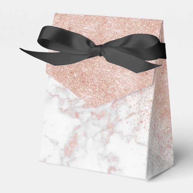Elegante Imitate Rose Gold Konfetti, weißes Marmor Geschenkschachtel (Vorderseite)