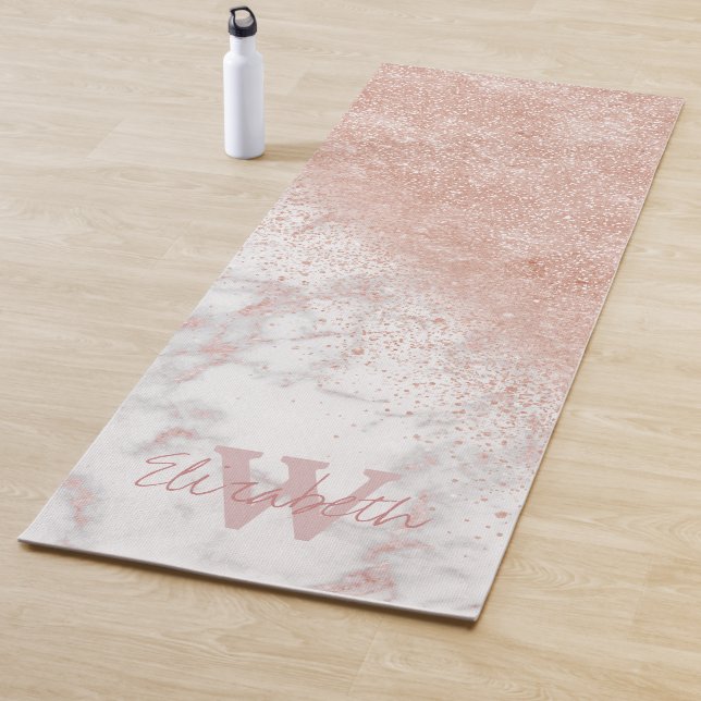 Elegante Imitate Rose Gold Konfetti, weißes Marmor Yogamatte (Beispiel)