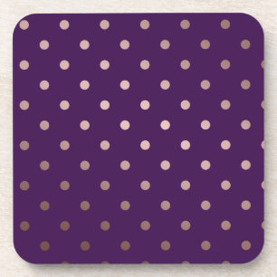 elegante Imitate Rose Gold lila Polka Punkte Getränkeuntersetzer