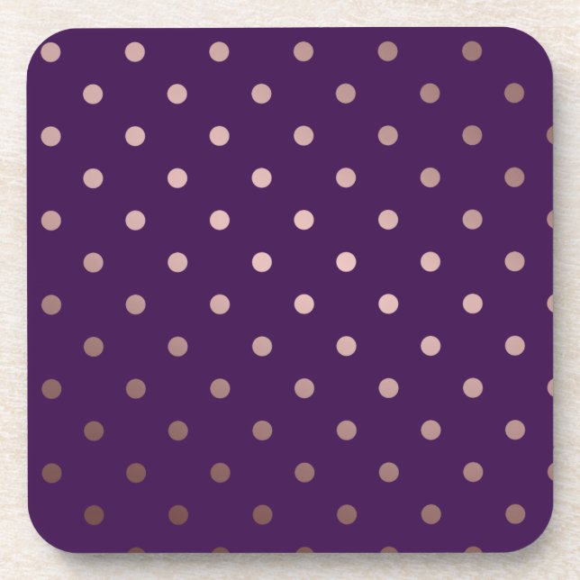 elegante Imitate Rose Gold lila Polka Punkte Getränkeuntersetzer (Vorderseite)