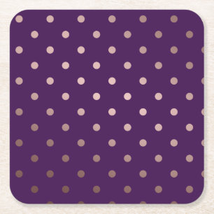 elegante Imitate Rose Gold lila Polka Punkte Rechteckiger Pappuntersetzer