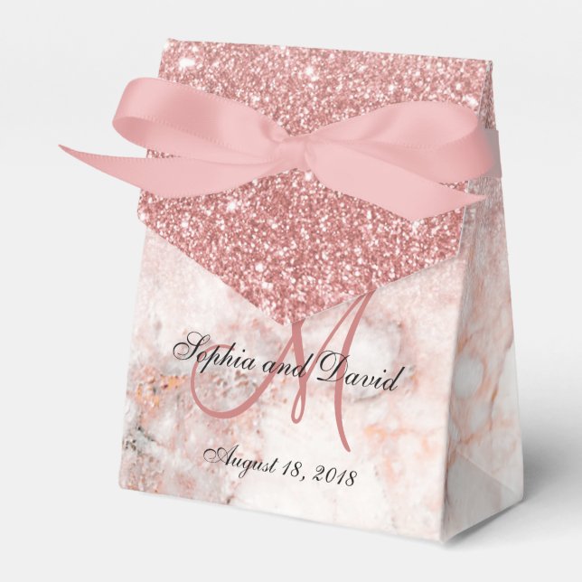 Elegante Imitate Rose Gold Marmor Monogram Wedding Geschenkschachtel (Vorderseite)