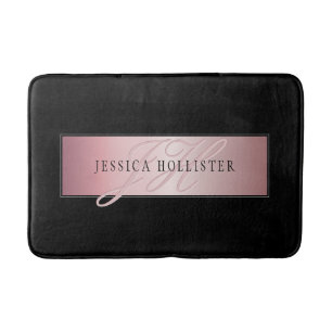 Elegante Imitate Rose Gold   Name & Initialen Badematte