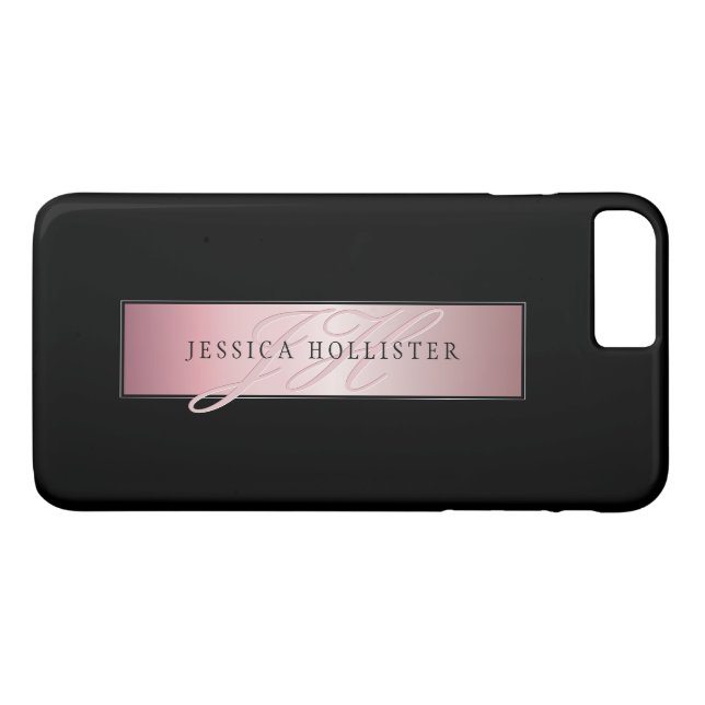 Elegante Imitate Rose Gold | Name & Initialen Case-Mate iPhone Hülle (Rückseite (Horizontal))