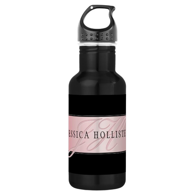 Elegante Imitate Rose Gold | Name & Initialen Edelstahlflasche (Vorderseite)