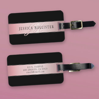 Elegante Imitate Rose Gold | Name & Initialen Gepäckanhänger