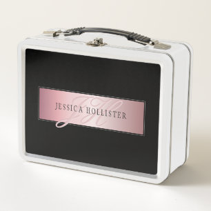 Elegante Imitate Rose Gold   Name & Initialen Metall Brotdose