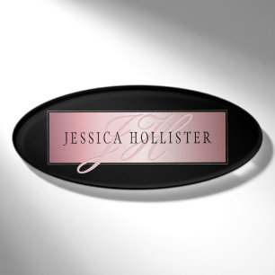 Elegante Imitate Rose Gold Name & Initialen Namenschild