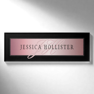 Elegante Imitate Rose Gold   Name & Initialen Namenschild