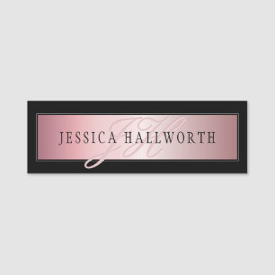 Elegante Imitate Rose Gold Name & Initialen Namensschild