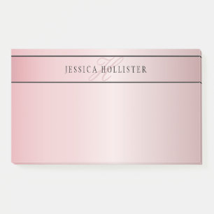 Elegante Imitate Rose Gold   Name & Initialen Post-it Klebezettel