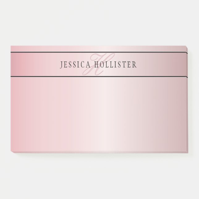 Elegante Imitate Rose Gold | Name & Initialen Post-it Klebezettel (Vorderseite)