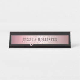 Elegante Imitate Rose Gold | Name & Initialen Schreibtischnamensplakette