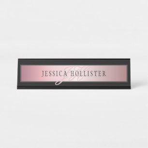 Elegante Imitate Rose Gold   Name & Initialen Schreibtischnamensplakette