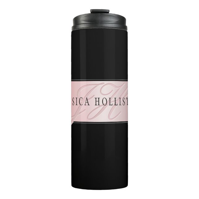 Elegante Imitate Rose Gold | Name & Initialen Thermosbecher (Vorderseite)
