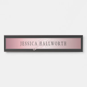 Elegante Imitate Rose Gold Name & Initialen Türschild