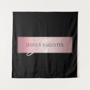 Elegante Imitate Rose Gold   Name & Initialen Wandteppich